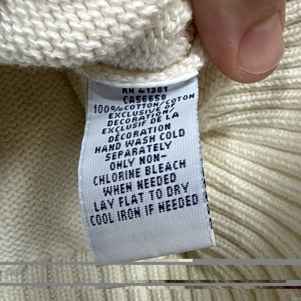 Polo Ralph Lauren Knit Sweater Mens XL Cream Mock Neck Henley Cotton Pullover - Picture 6 of 9